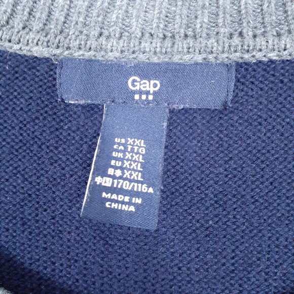 Gap Mens Sweater XXL Raglan Style Blue Gray 602A - Picture 3 of 3